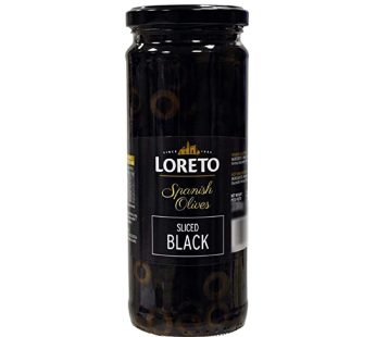 زیتون سیاه اسلایسی اسپانیایی لورتو LORETO وزن 330 گرم