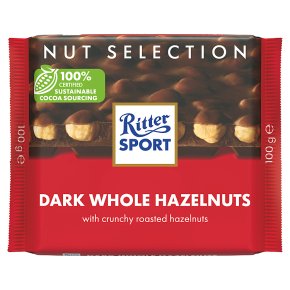 شکلات تلخ فندقی ریتر اسپرت Ritter Sport Dark Whole Hazelnut وزن ۱۰۰ گرم