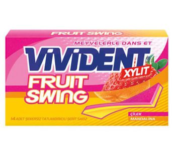 آدامس دولایه با طعم توت فرنگی و پرتقال ویویدنت Vivident Fruit Swing