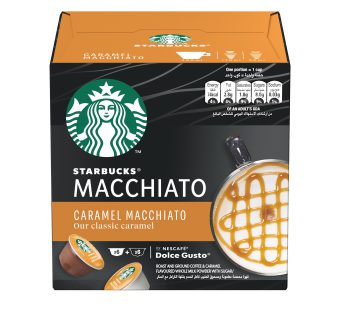 کپسول قهوه دولچه گوستو استارباکس مدل Caramel Macchiato بسته 12 عددی