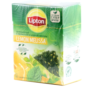 چای کیسه ای سبز لیپتون با طعم لیمو و برگ بادرنجبویه بسته 20 عددی