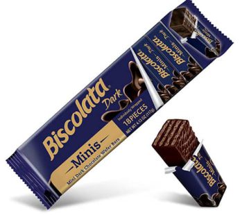 ویفرهای Minis Biscolata با پوشش شکلات تلخ خالص بسته 18 عددی